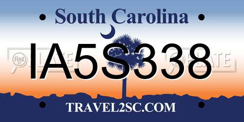 IA5S338 South Carolina License Plate