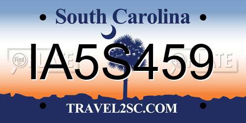IA5S459 South Carolina License Plate