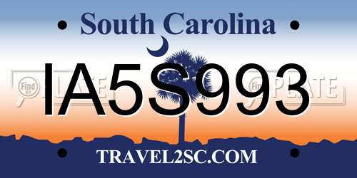 IA5S993 South Carolina License Plate