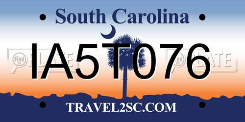 IA5T076 South Carolina License Plate