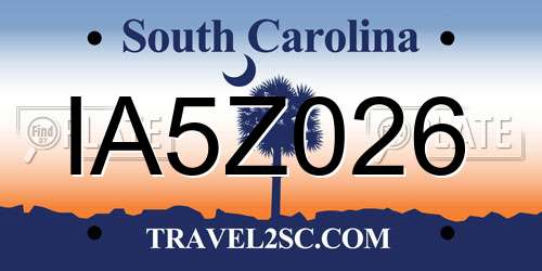IA5Z026 South Carolina License Plate