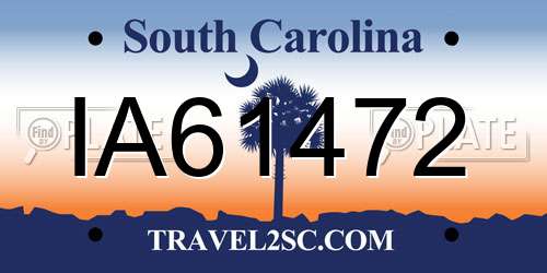 IA61472 South Carolina License Plate