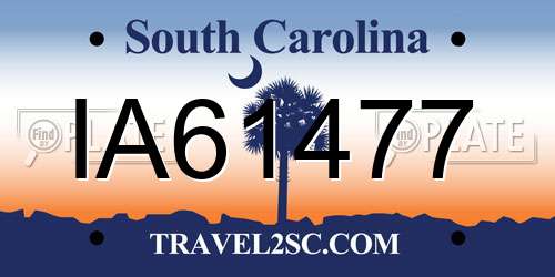 IA61477 South Carolina License Plate