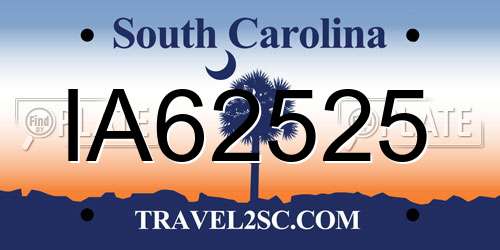 IA62525 South Carolina License Plate