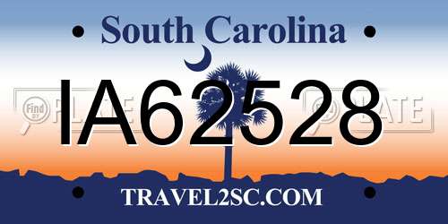 IA62528 South Carolina License Plate