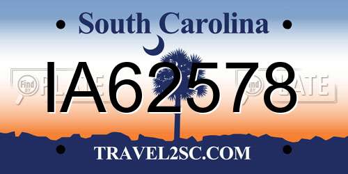 IA62578 South Carolina License Plate