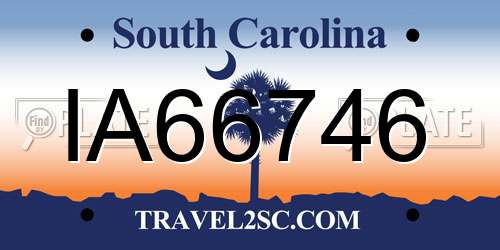 IA66746 South Carolina License Plate