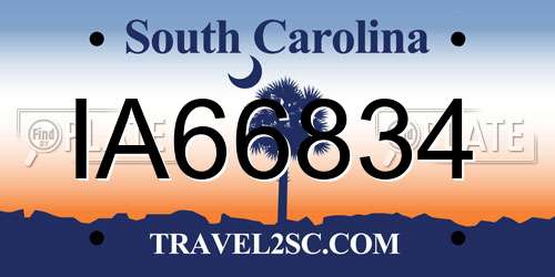IA66834 South Carolina License Plate