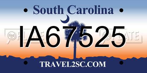 IA67525 South Carolina License Plate