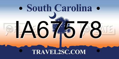 IA67578 South Carolina License Plate