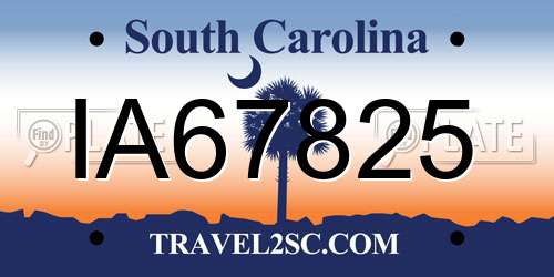 IA67825 South Carolina License Plate