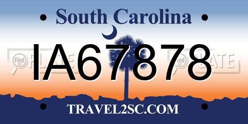 IA67878 South Carolina License Plate