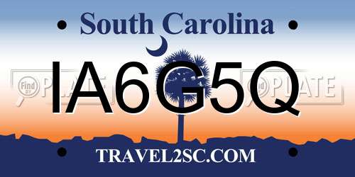 IA6G5Q South Carolina License Plate