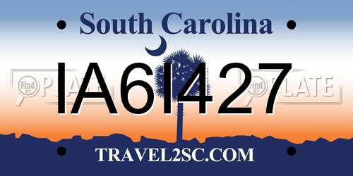 IA6I427 South Carolina License Plate
