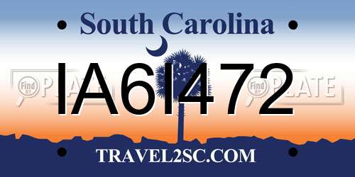 IA6I472 South Carolina License Plate