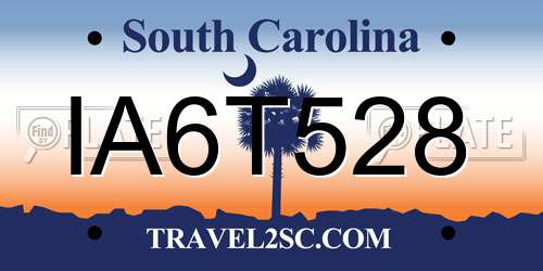 IA6T528 South Carolina License Plate