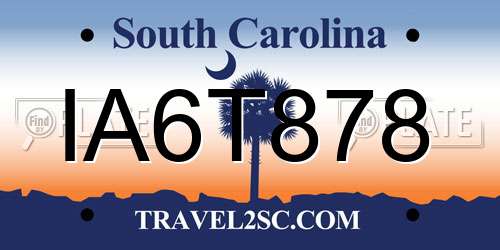 IA6T878 South Carolina License Plate