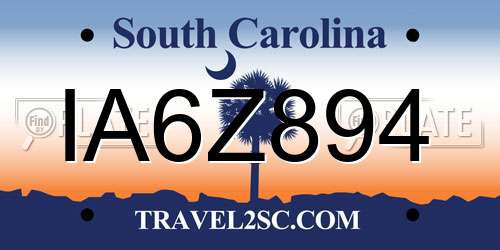 IA6Z894 South Carolina License Plate