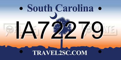 IA72279 South Carolina License Plate