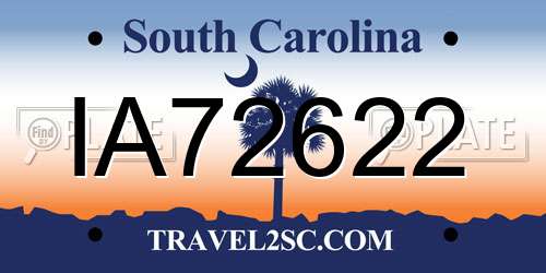 IA72622 South Carolina License Plate