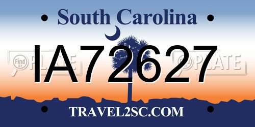 IA72627 South Carolina License Plate
