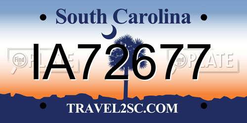 IA72677 South Carolina License Plate