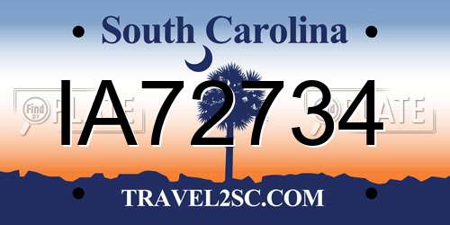 IA72734 South Carolina License Plate