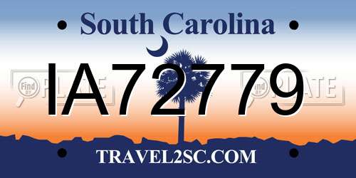 IA72779 South Carolina License Plate