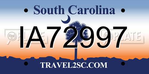 IA72997 South Carolina License Plate
