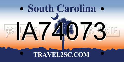 IA74073 South Carolina License Plate