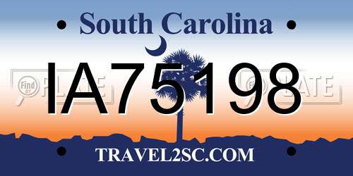 IA75198 South Carolina License Plate