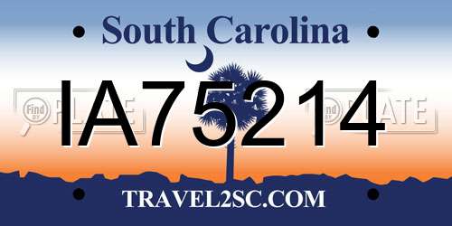 IA75214 South Carolina License Plate