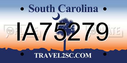 IA75279 South Carolina License Plate