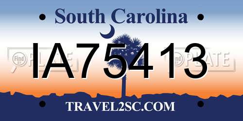 IA75413 South Carolina License Plate