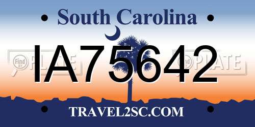 IA75642 South Carolina License Plate