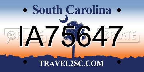 IA75647 South Carolina License Plate