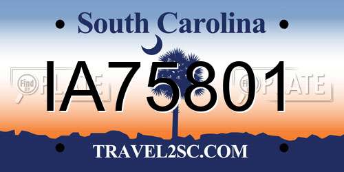 IA75801 South Carolina License Plate