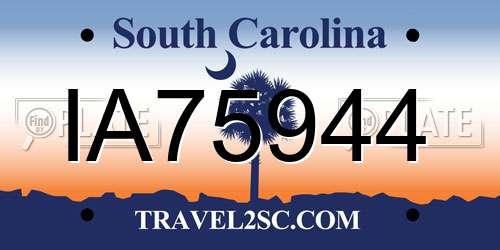 IA75944 South Carolina License Plate
