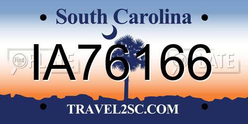 IA76166 South Carolina License Plate