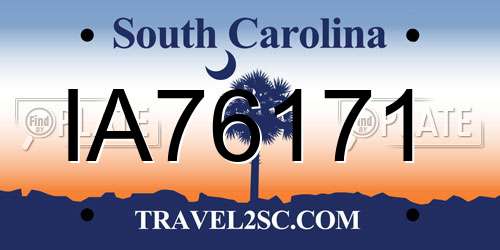 IA76171 South Carolina License Plate