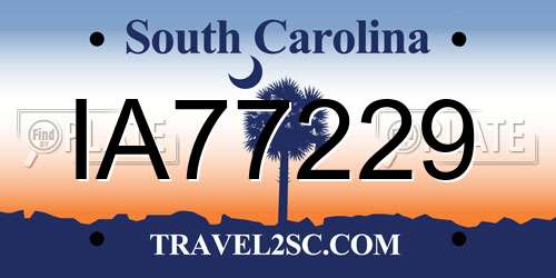 IA77229 South Carolina License Plate