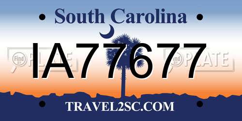 IA77677 South Carolina License Plate