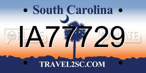 IA77729 South Carolina License Plate