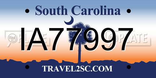 IA77997 South Carolina License Plate