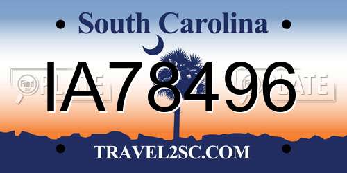 IA78496 South Carolina License Plate