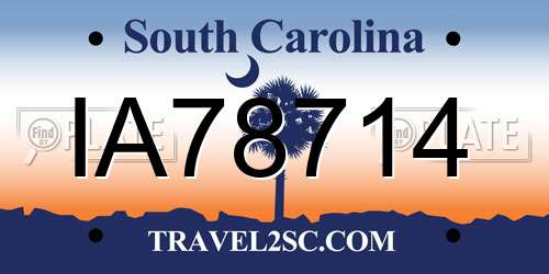 IA78714 South Carolina License Plate