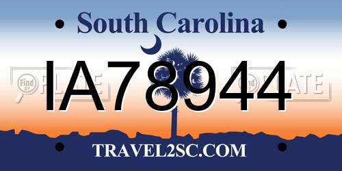 IA78944 South Carolina License Plate