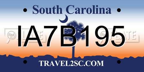 IA7B195 South Carolina License Plate
