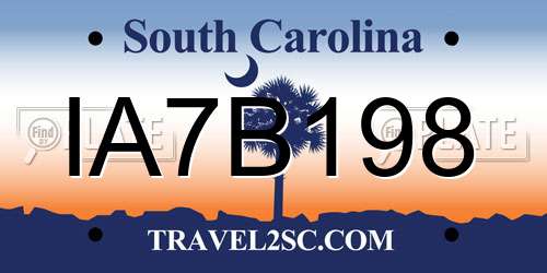 IA7B198 South Carolina License Plate