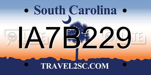 IA7B229 South Carolina License Plate